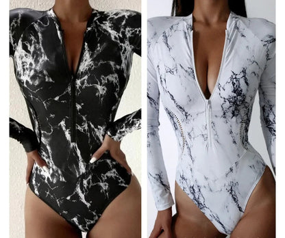 Long Sleeve Surfing Swimsuit with Zipper
