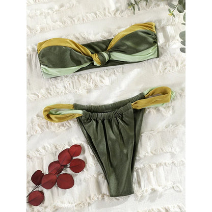 Patchwork Bandeau Bikini Set
