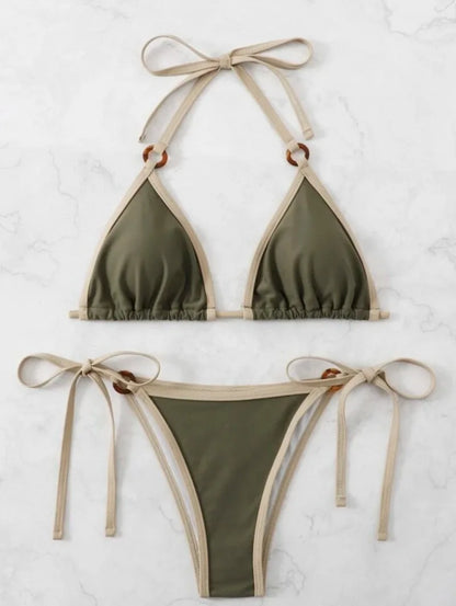 Green Micro Ring Bikini Set