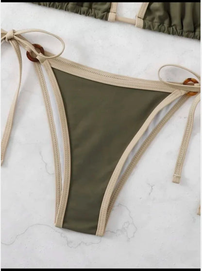 Green Micro Ring Bikini Set