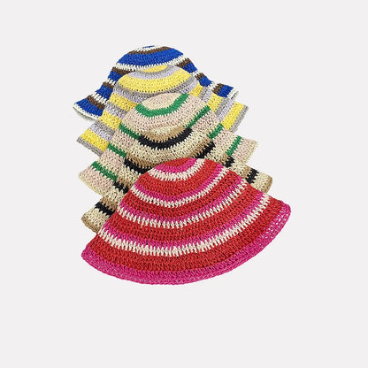 Striped Summer Hat with Sun Protection