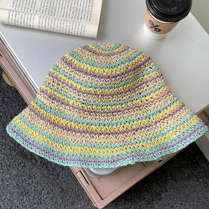 Striped Summer Hat with Sun Protection