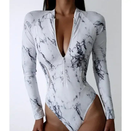 Long Sleeve Surfing Swimsuit with Zipper