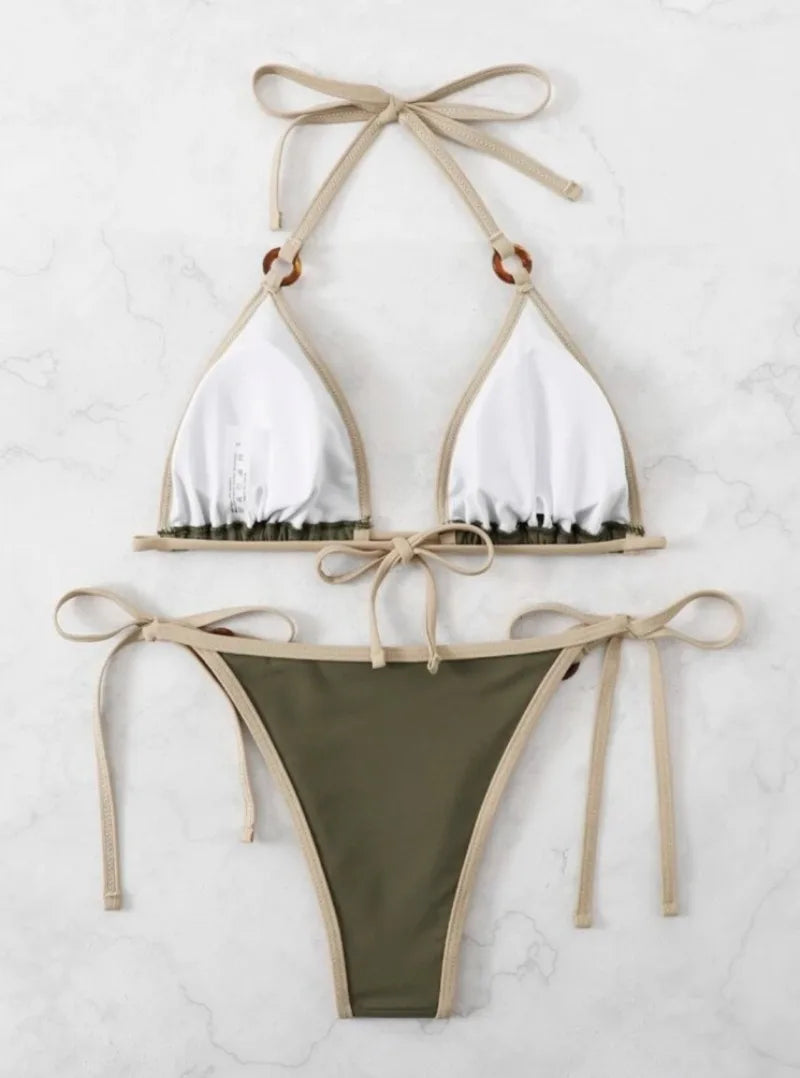 Green Micro Ring Bikini Set