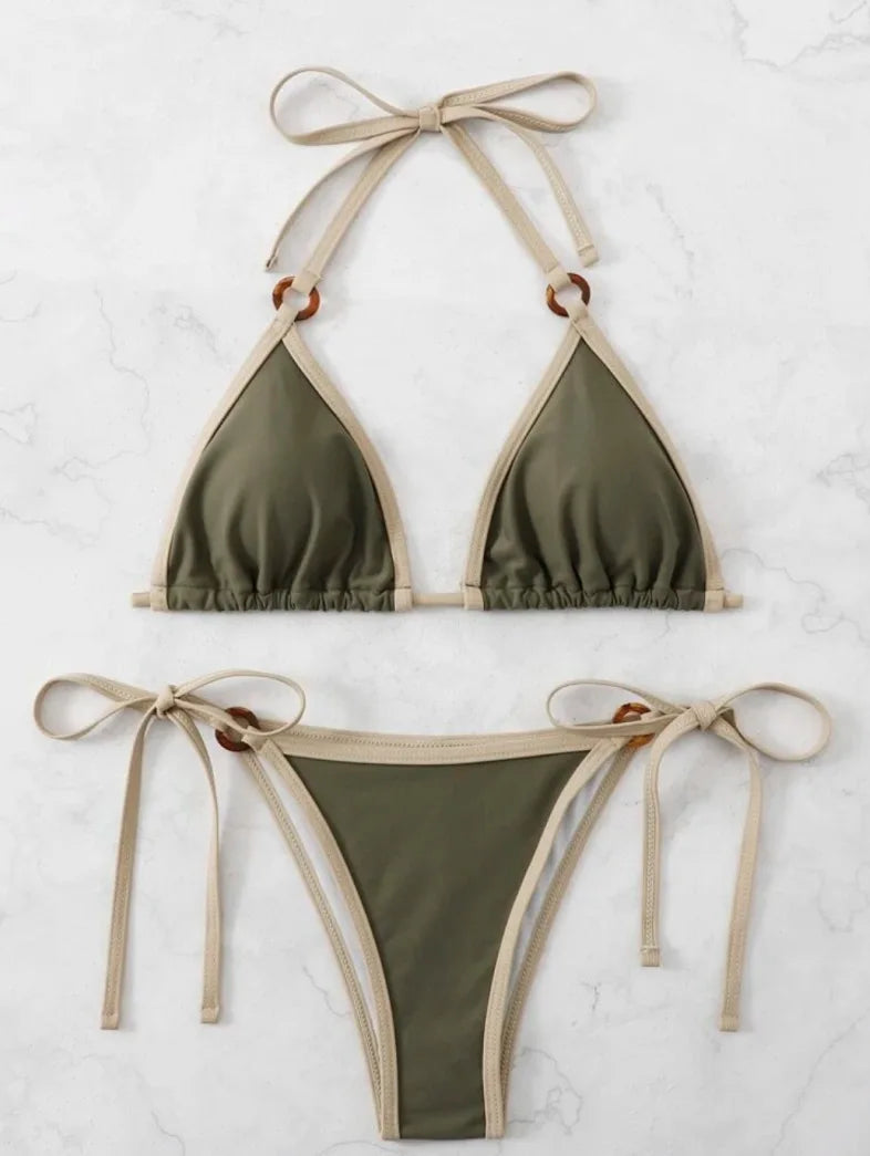 Green Micro Ring Bikini Set