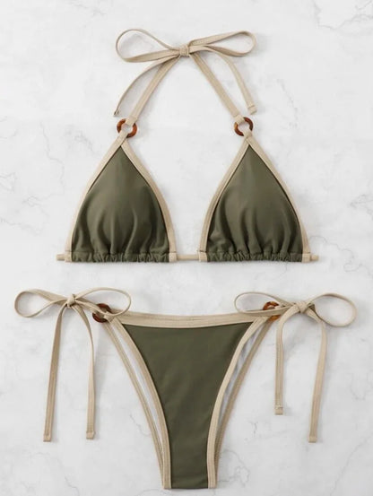 Green Micro Ring Bikini Set