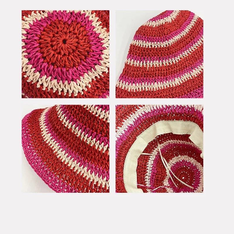 Striped Summer Hat with Sun Protection