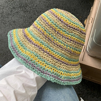 Striped Summer Hat with Sun Protection