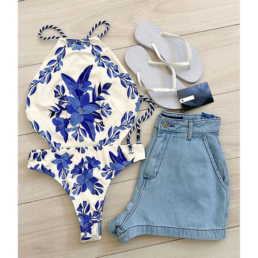 Vintage Retro Halter Swimsuit