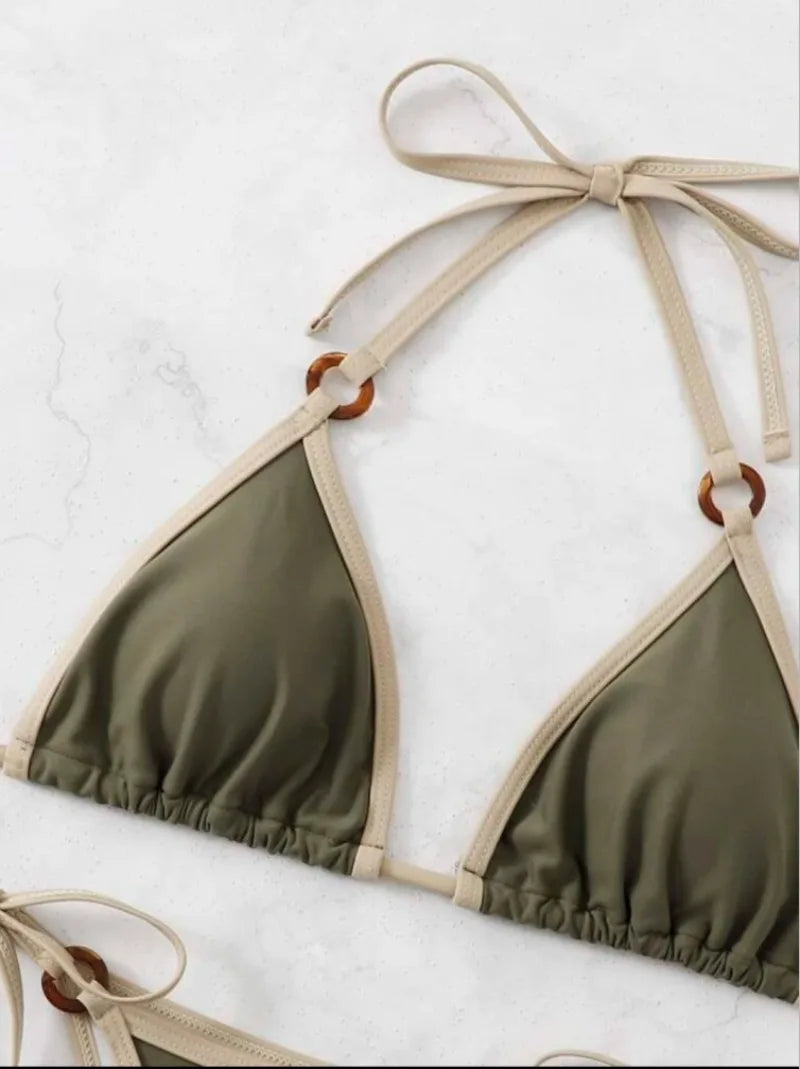 Green Micro Ring Bikini Set