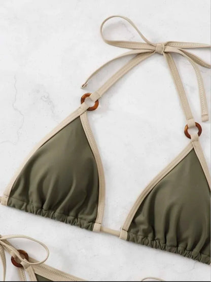 Green Micro Ring Bikini Set